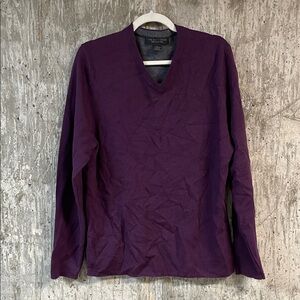THE MEN'S STORE BLOOMINGDALE'S Men's V-Neck Merino Wool Sweater Size L In Vino
